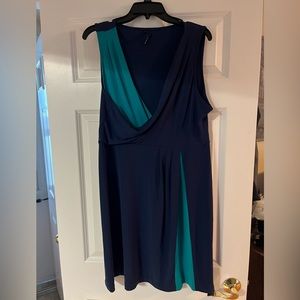 Navy/ turquoise jersey dress